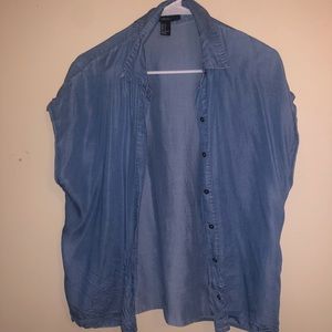 Denim short sleeve button up